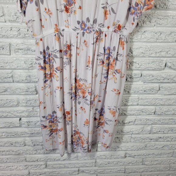 Torrid Womens Dress 1 1X Tied Cold Shoulder Orange Floral High Low FLO112E - Picture 9 of 13